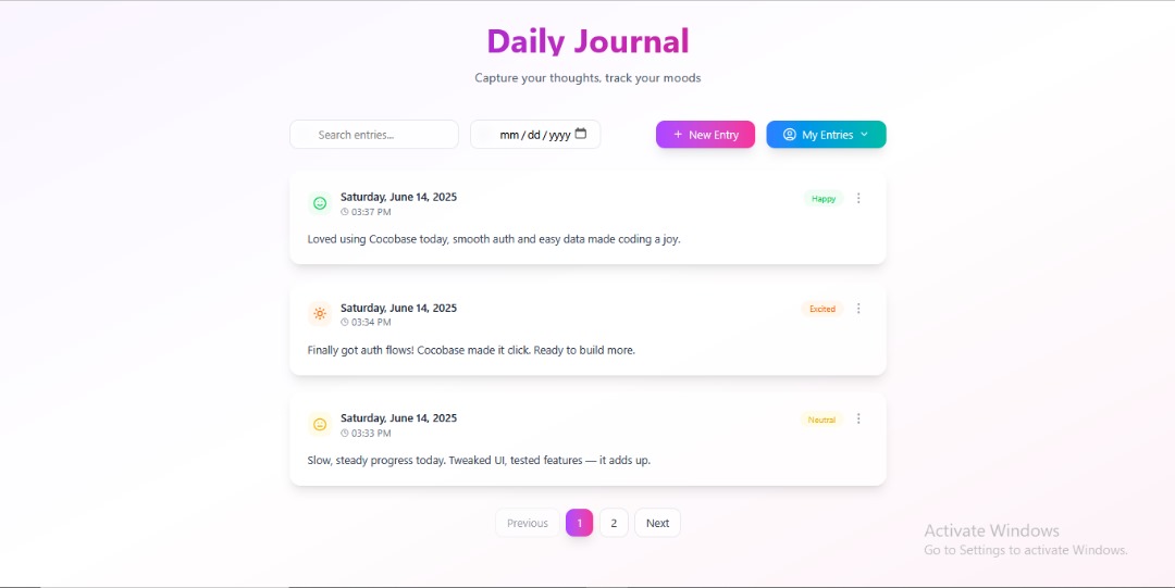 Daily Journal Screenshot